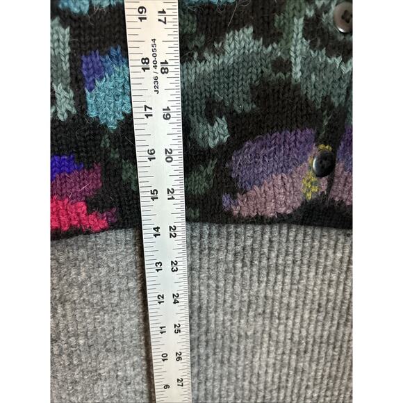 Peruvian Connection Womens Floral Art To Wear Cardigan Sweater Sz Medium Alpaca - Picture 7 of 7